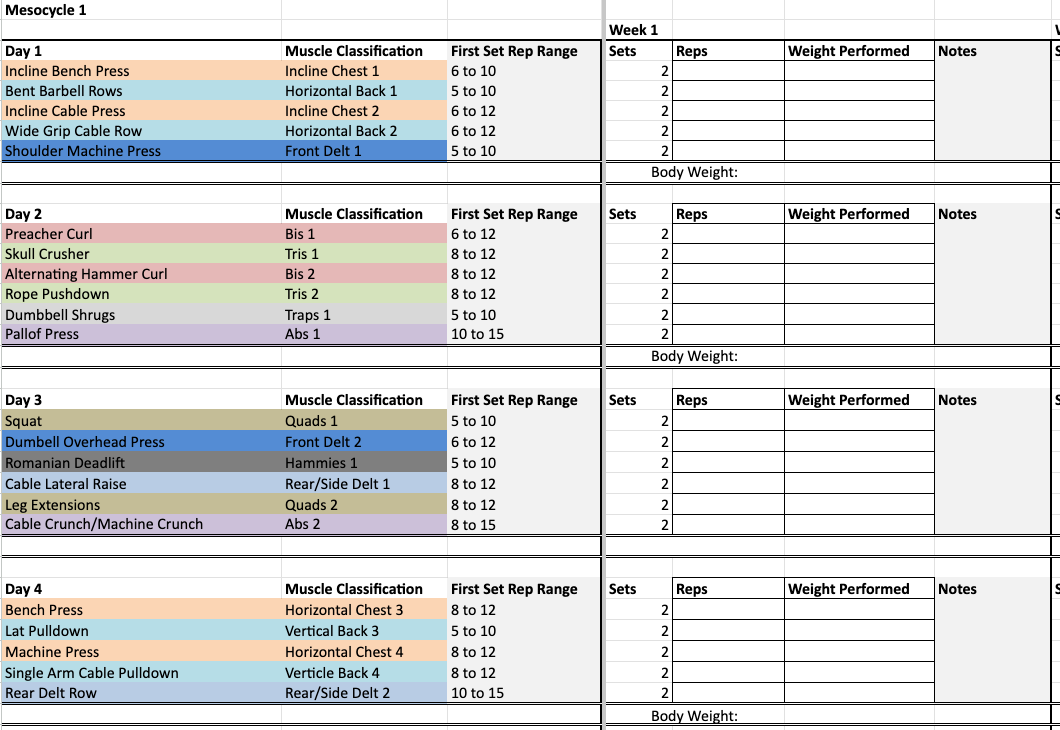 Workout Program & Template